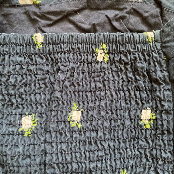 Strapless Blue Smocked Back Top with Bow - Picture 3 of 4